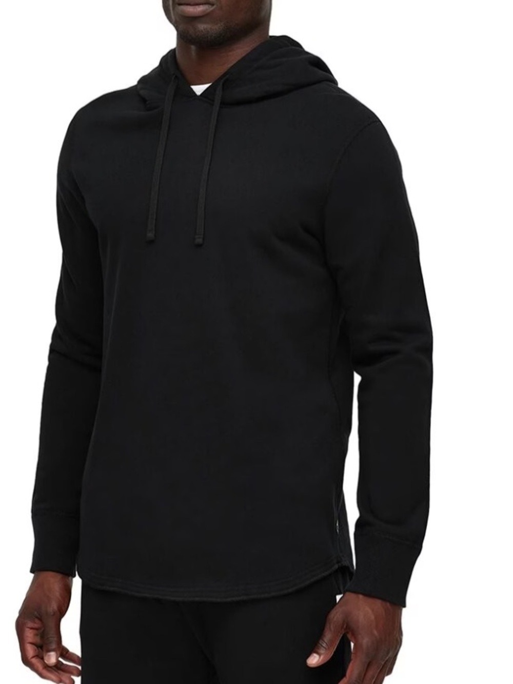Reigning Champ Scalloped Hoodie lightweight drawcord hood raw edge black large
